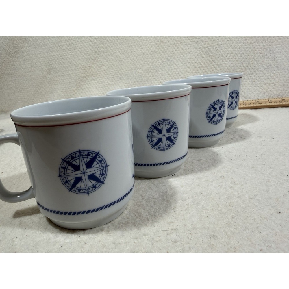 Vintage Kahla Yachting Mug Set Nautical Maritime Captain Admiral Helm Cups